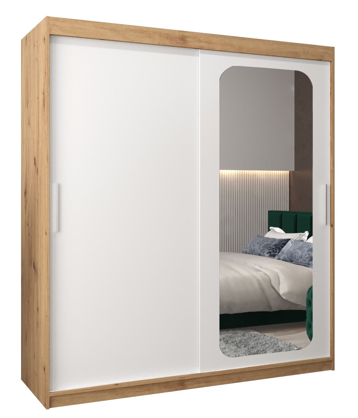Szafa przesuwna garderoba PROMO T2 180 x 62 x 200 cm Artisan + Biały - Abiks Meble