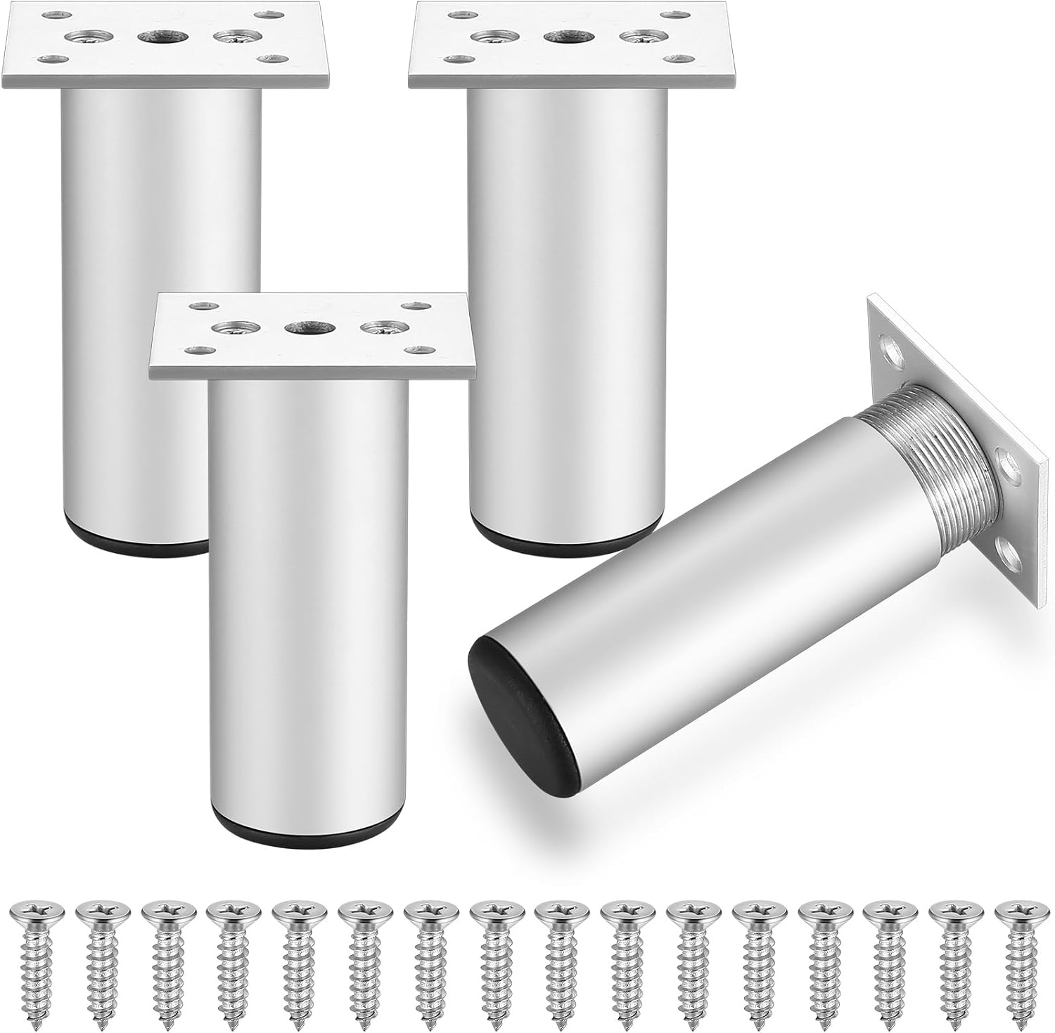 4 sztuki nóżek meblowych, 10 cm nóżki do szafek wykonane ze stopu aluminium, nóżki do mebli, sofy, szafy, szafek kuchennych