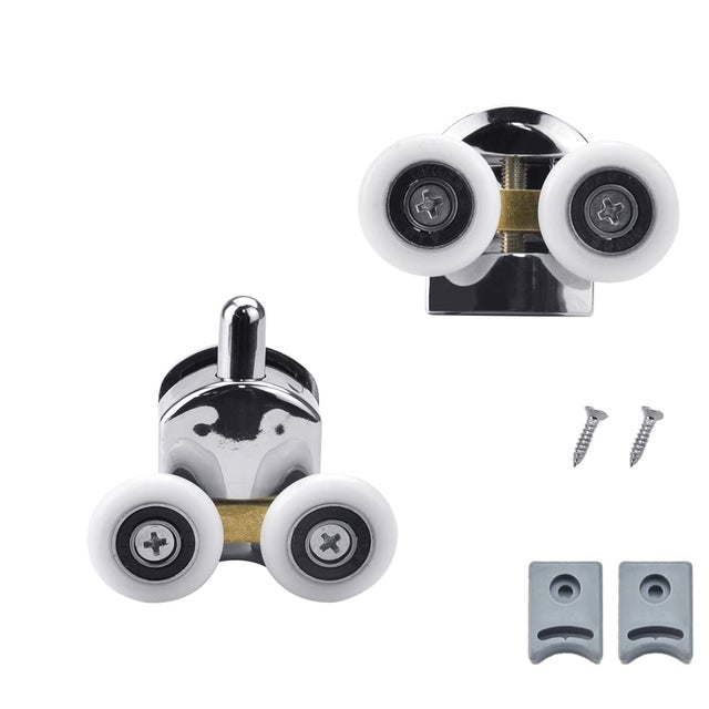2 podwójne rolki do kabiny prysznicowej, wielofunkcyjne rolki do drzwi prysznicowych (1 na górze + 1 na dole - 23 mm), regulowane na wysokość