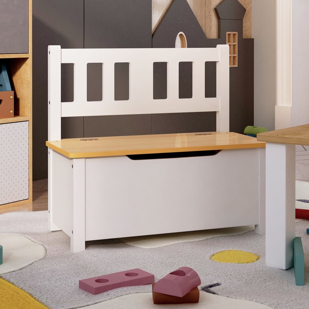 Vidaxl Banco De Almacenaje Para Niños Mdf Y 60X30x55 Cm Blanco/Beige , Leroy Merlin