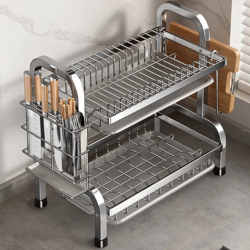 SAYZH Scolapiatti Espandibile (32,5 cm-54,6 cm) Con Portautensili e Portabicchieri, in Acciaio Inossidabile Per Bancone Della Cucina, Nero SAYZH Scolapiatti Espandibile (32,5 cm-54,6 cm) Con Portautensili e Portabicchieri, in Acciaio Inossidabile Per Bancone Della Cucina, Nero