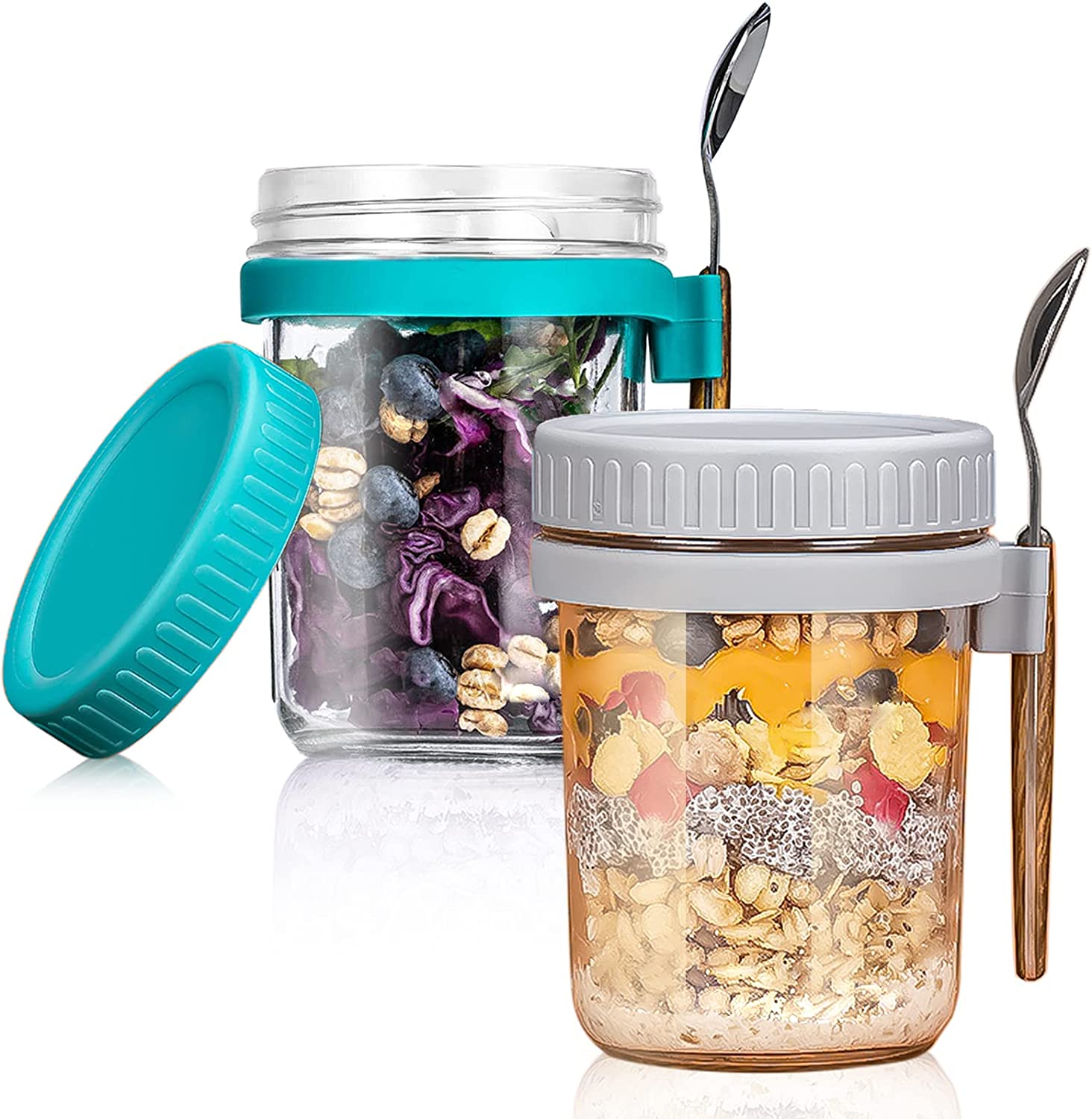 Lot De 4 Bocaux En Verre 500ml Récipients Avoine De Nuit Avec Couvercles - Overnight Oats Jars Réutilisables