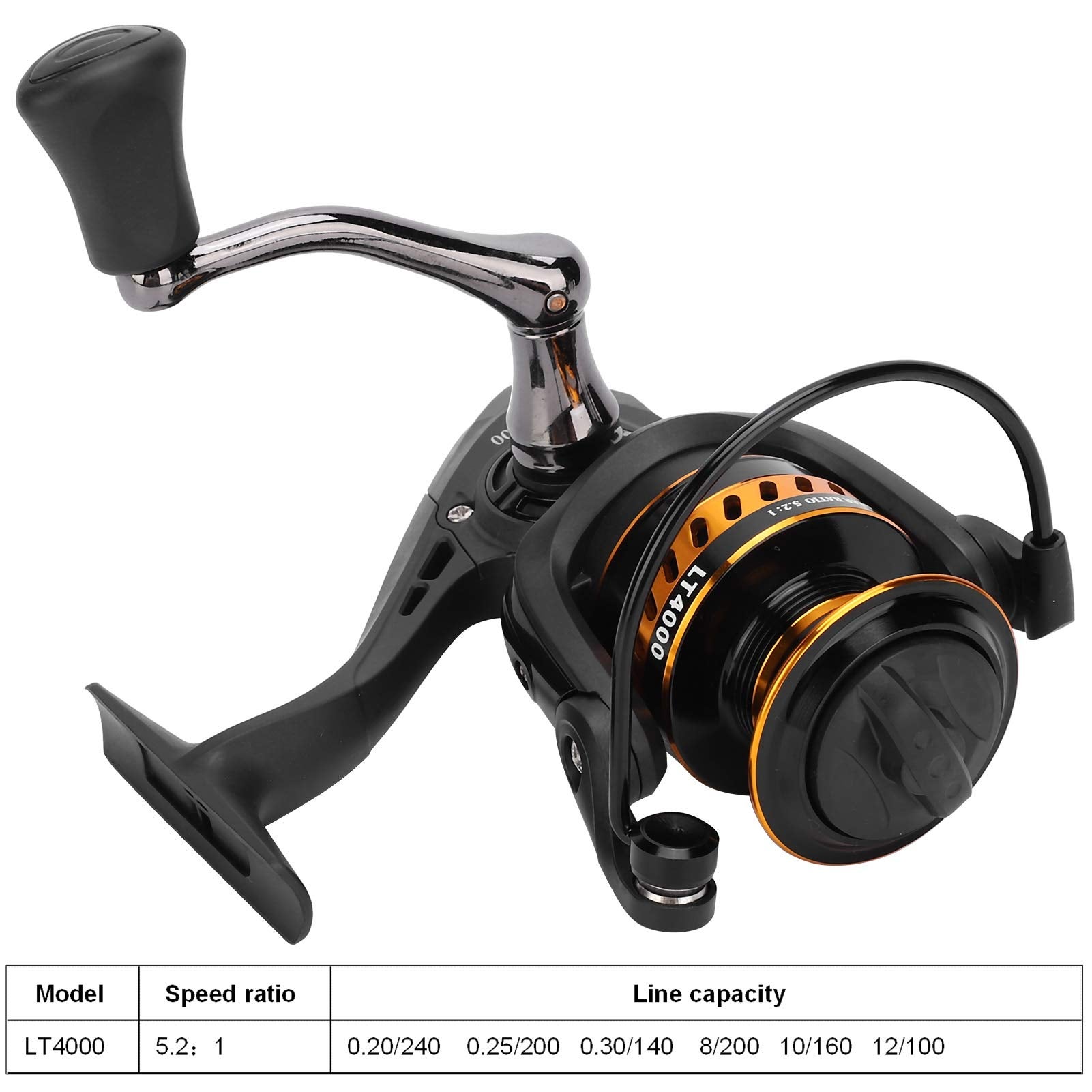 Accessorio per la pesca con zattera a dondolo con canna da pesca portatile in metallo con lenza da pesca (LT4000 oro nero) - 9