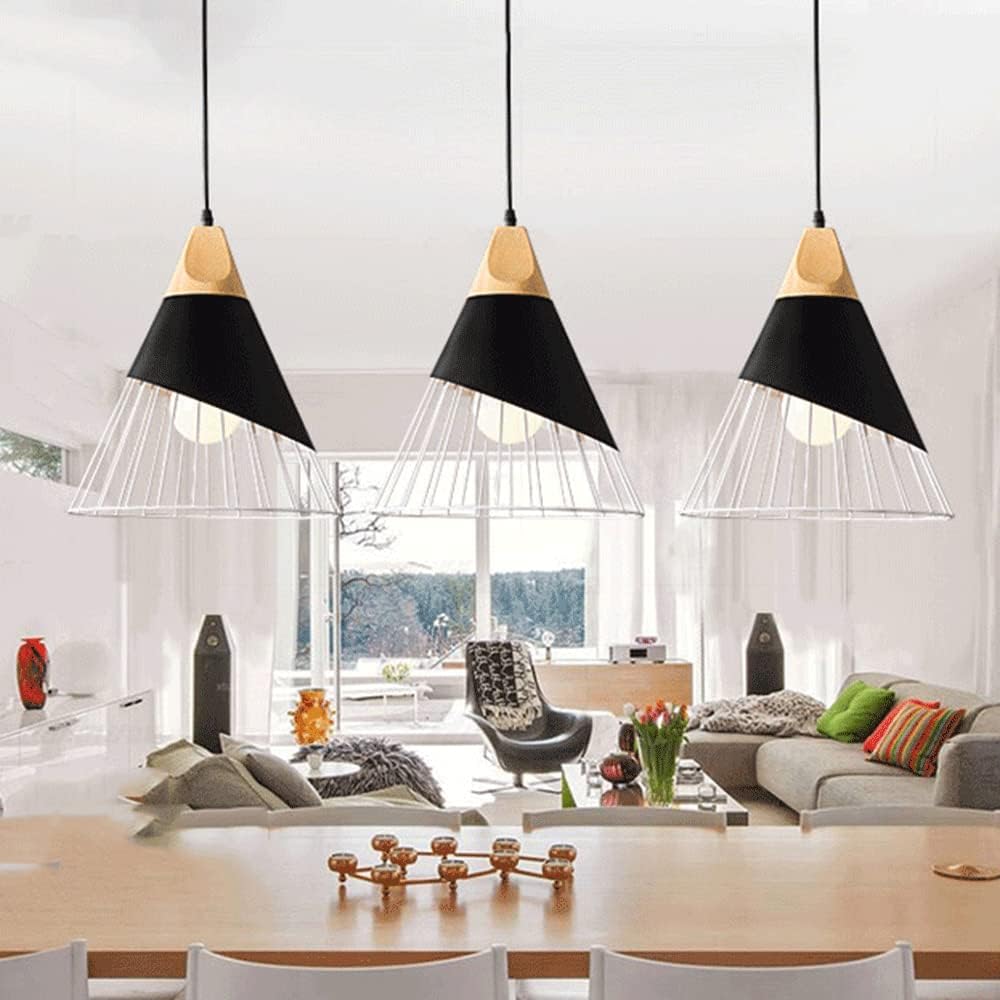 2 x Industrialny żyrandol wiszący - Regulowany łańcuch 150 cm - Styl fabryczny - Lampa sufitowa E27, Ø25 cm, Bez żarówki w zestawie - Dekoracja domu - 4