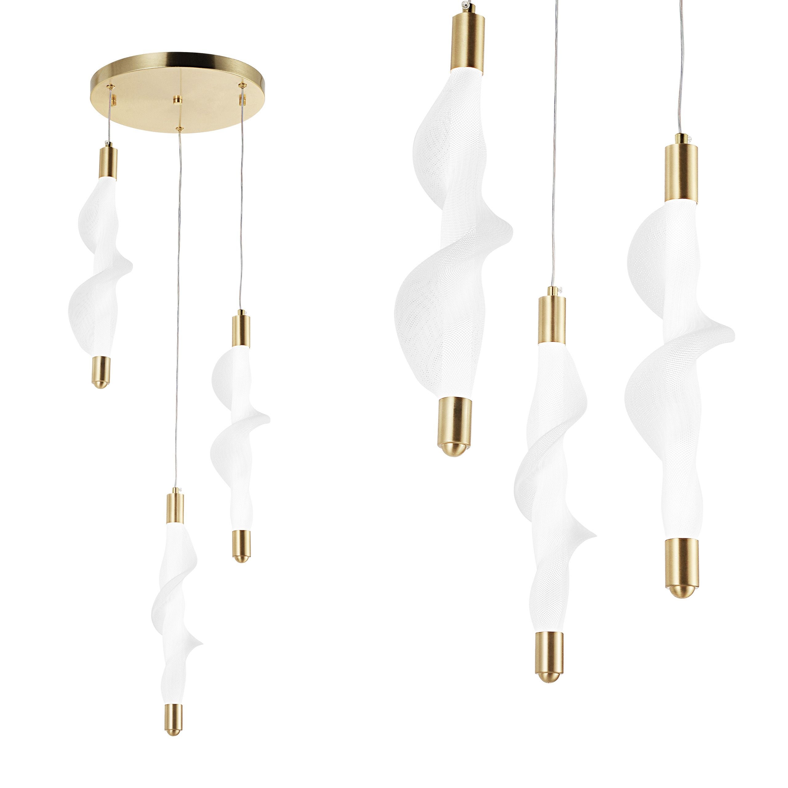 Lampa Sufitowa Wisząca Led Toolight Led G009-3Cpr Biały Złoty