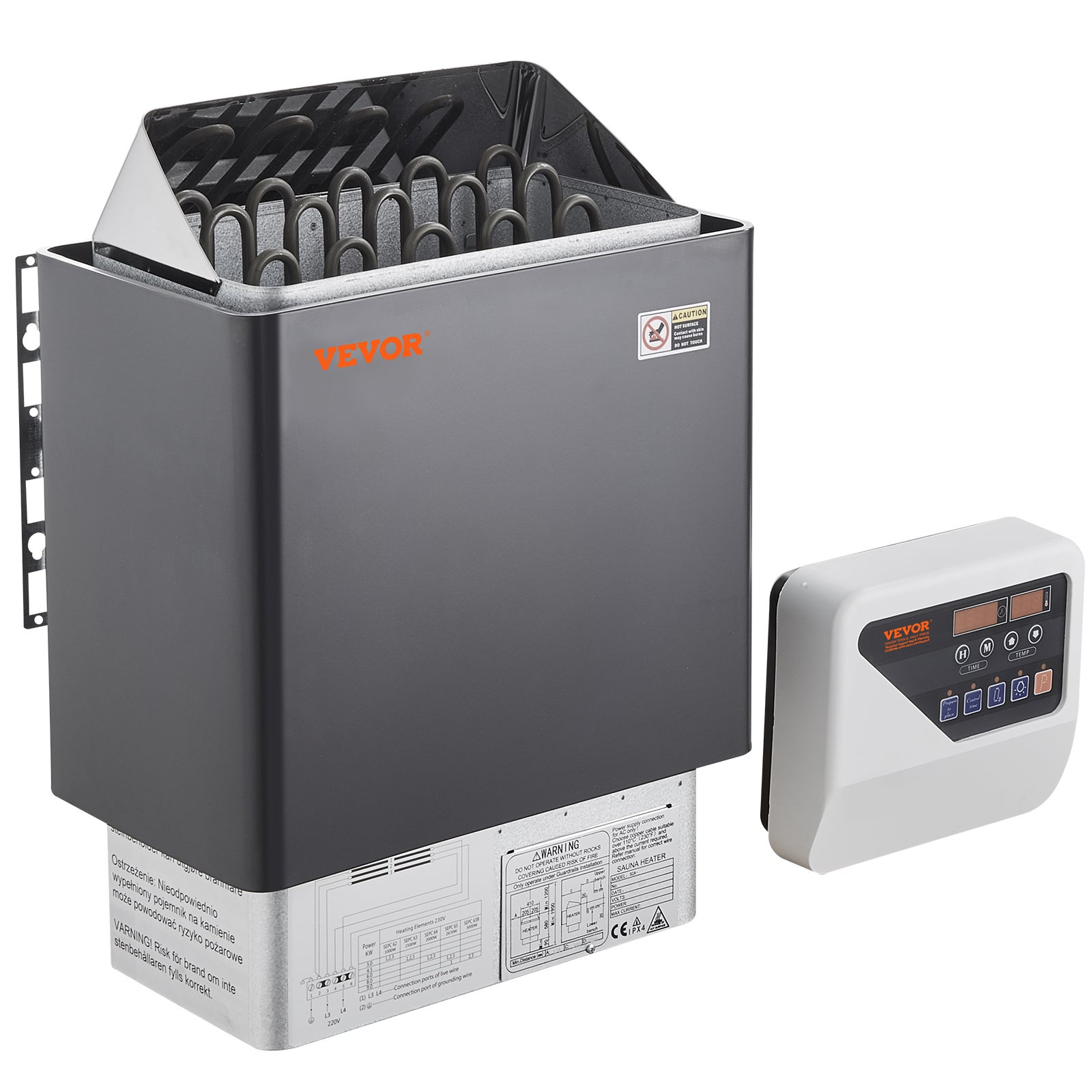 Poêle Sauna Électrique VEVOR Portable, 8 kW, 400 V 3 N, avec Minuterie 3 h, 110℃ Max, pour Sauna 8-12 m³, Utilisation Commerciale de Douche Spa Hôtel - 9