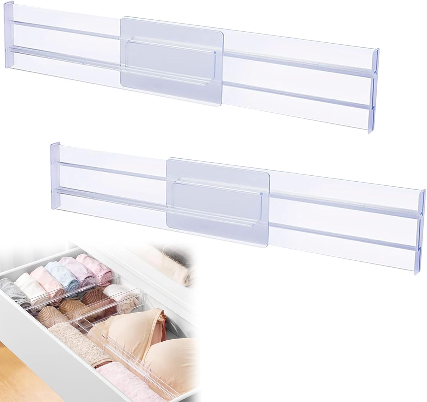 Lot 10 Séparateurs De Tiroirs Réglables 32-56 Cm – Organisateurs Plastique ABS Cuisine, Bureau, Chambre