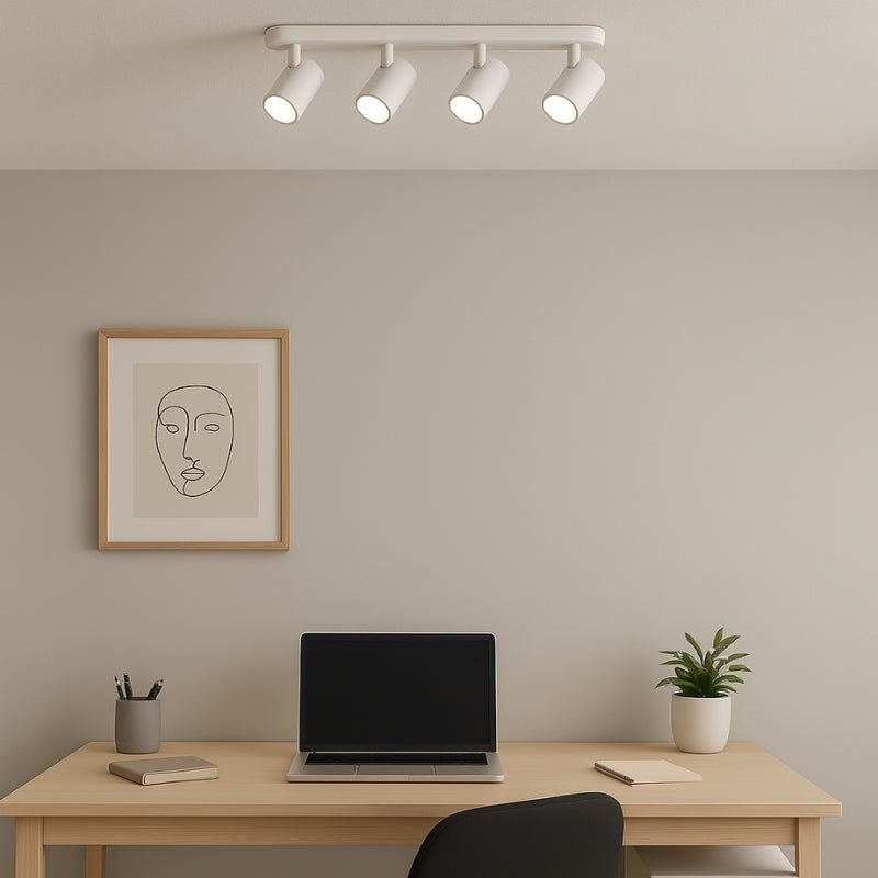 Plafonnier 4 Spots Orientables Alu Blanc pour Ampoule GU10 - SILAMP - 2