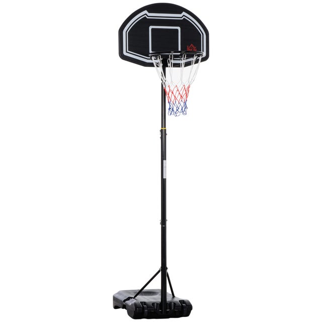 Tabela de Basquetebol HOMCOM Aço, PE Preto 76x48x254 cm