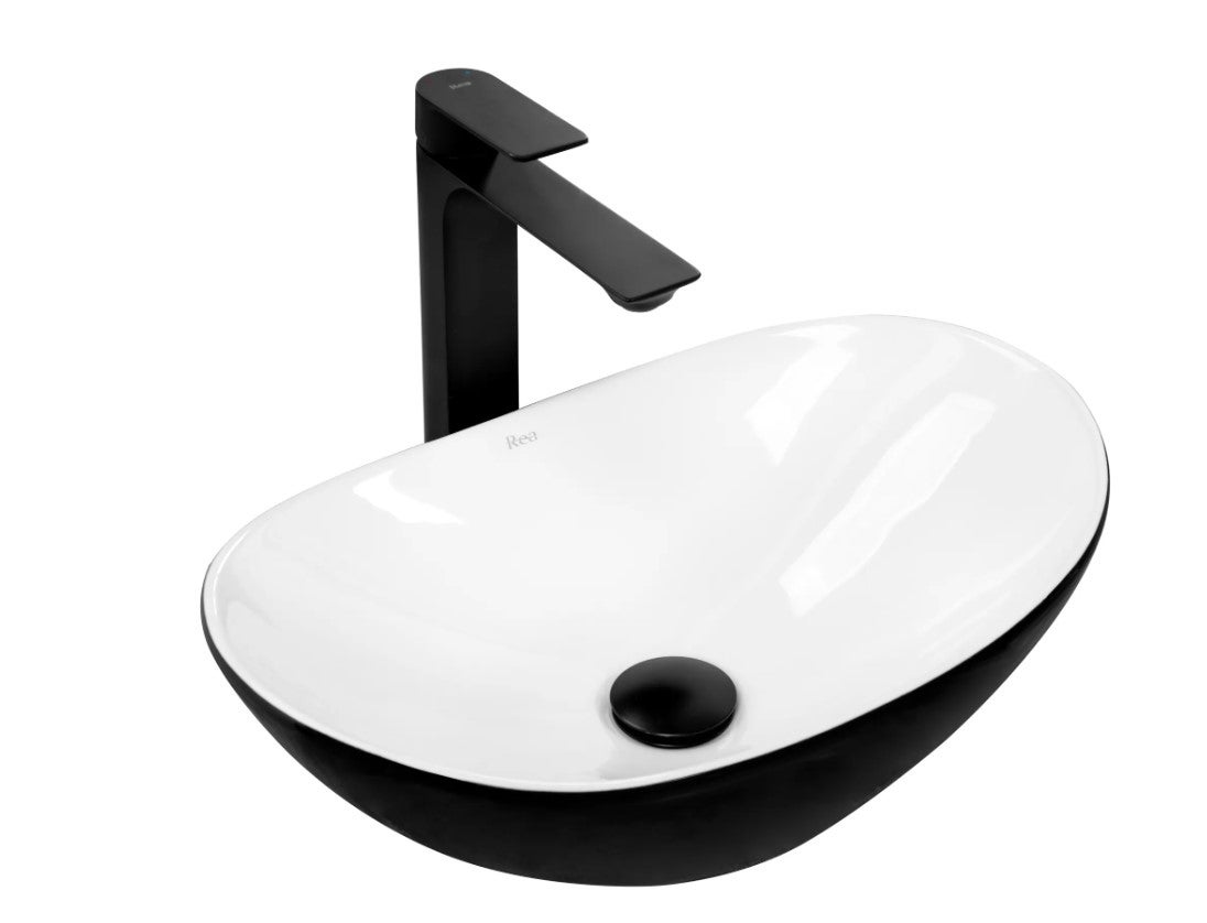 Umywalka Nablatowa Rea Royal Mini Czarny Biały 47 X 30