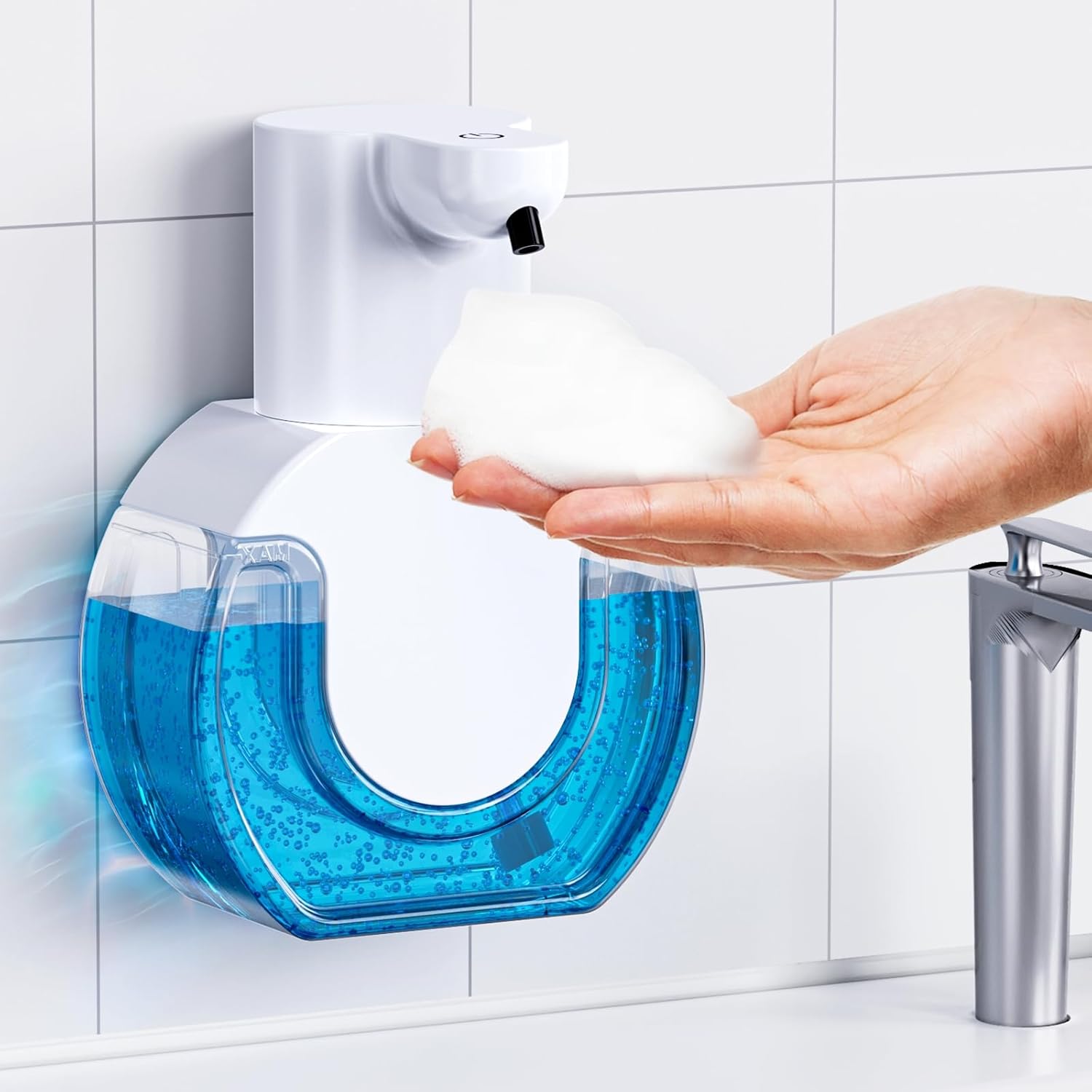 Automatyczny dozownik mydła, 420 ml elektryczny dozownik mydła w pianie, zestaw do bezdotykowego dozownika mydła, ładowany przez USB