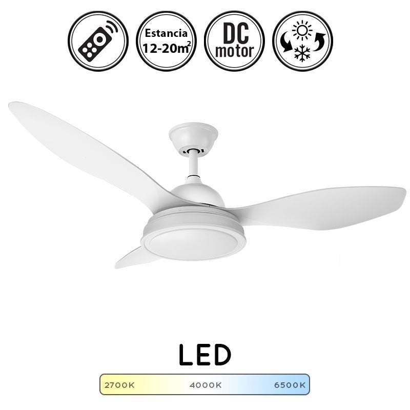 Nabil Datoo Ventilador de techo DC Datoo Blanco 48W 3 Aspas Blancas 6 Velocidades ...