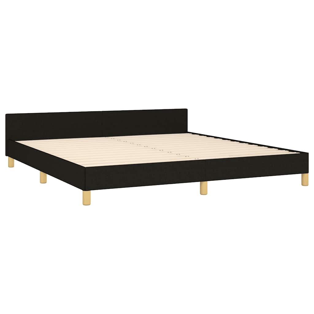 Cadre de lit sans matelas noir tissu - 5