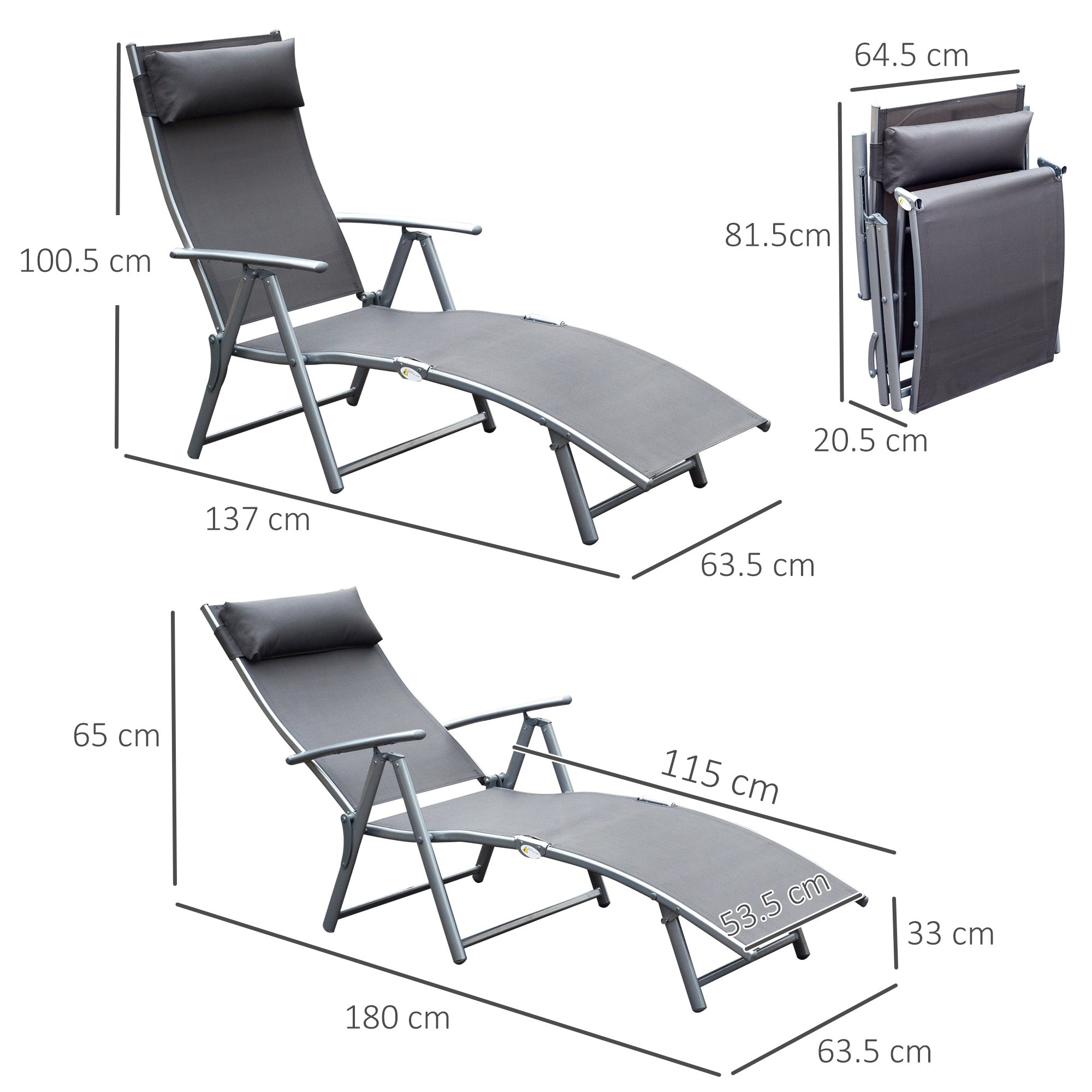 Transat pliant avec coussin, chaise longue avec dossier réglable 7 positions, supportant jusqu'à 165 kg, idéal pour le jardin, les vacances - 3