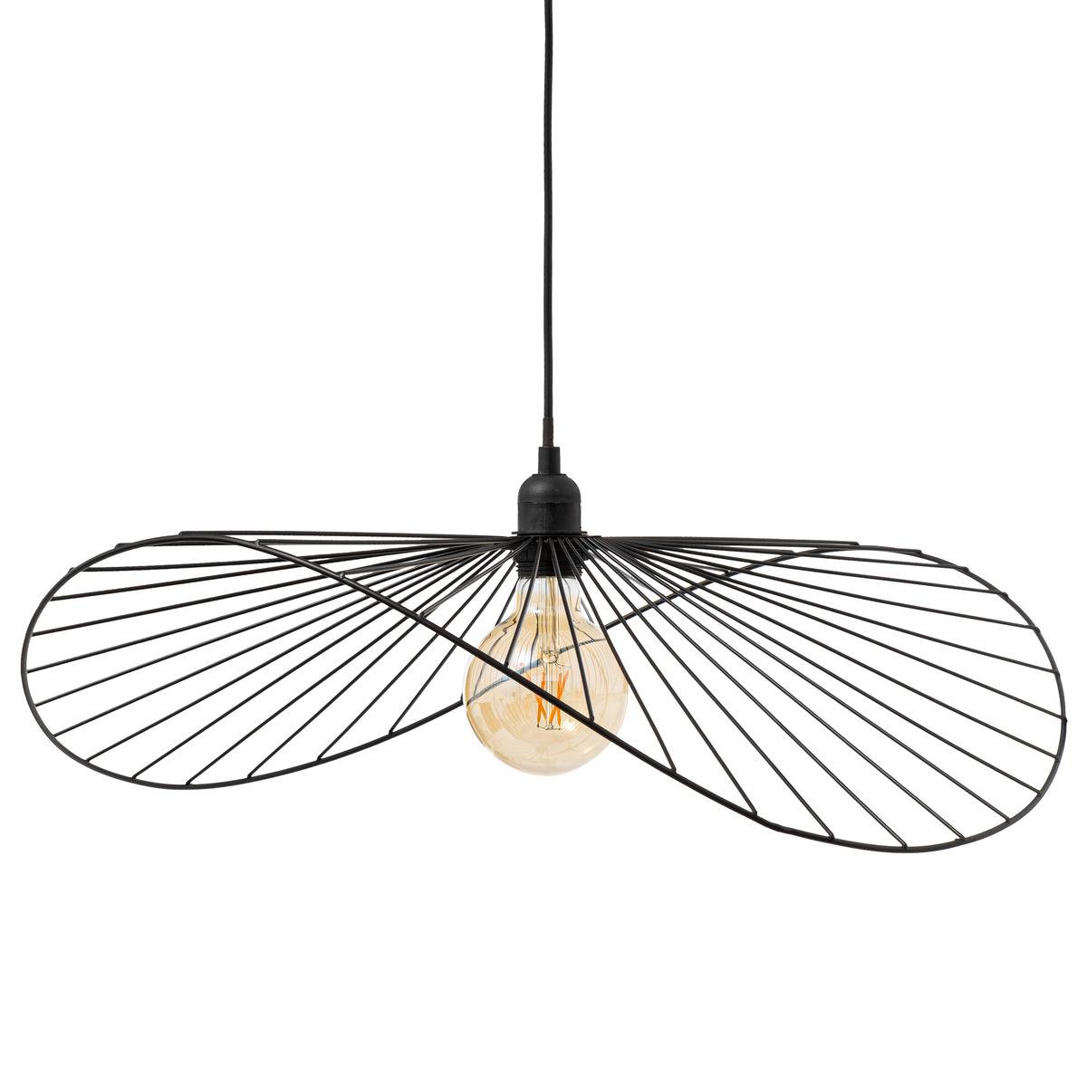 LAMPA WISZĄCA Adelia 58 cm czarna METALOWA falowany abażur