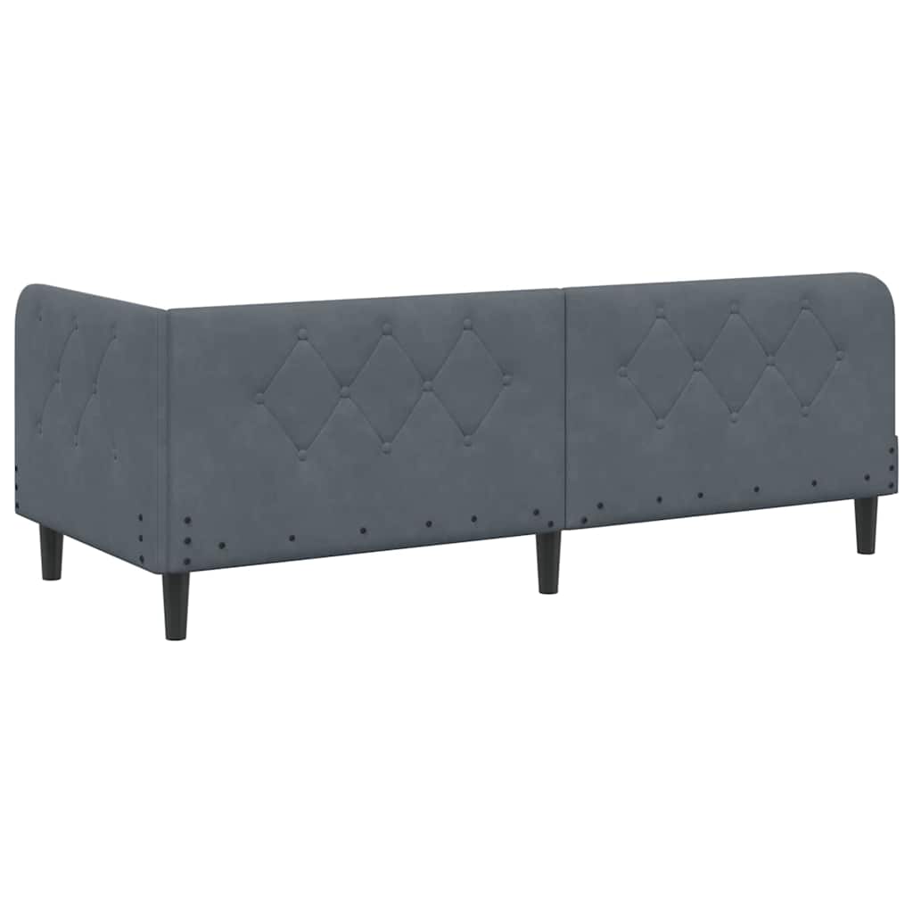 Cadre de lit d'angle gris foncé 80 x 200 cm en velours - 9