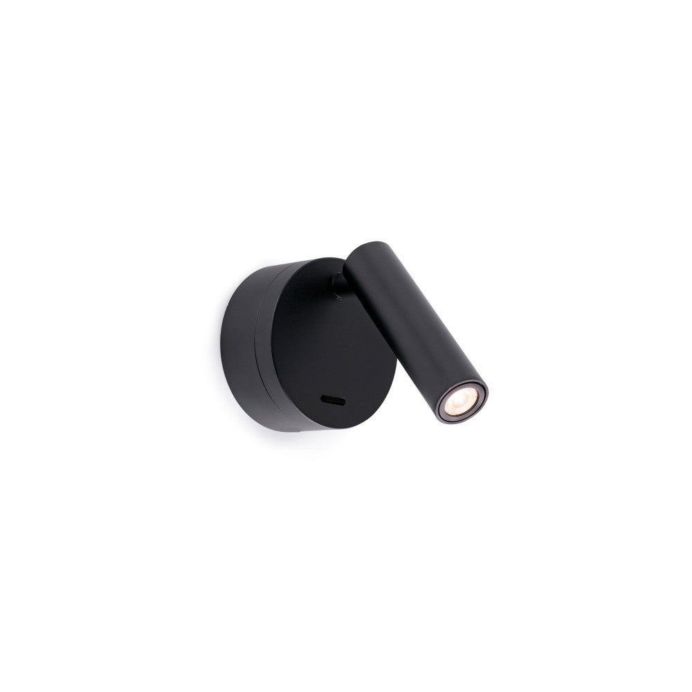 Faro Barcelona - Kinkiet z wbudowanym ramieniem LED, 3W - Metal malowany, sypialnia, 95 lm, 3000 K - Czarny