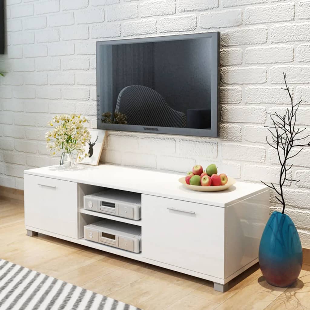 Meuble TV Blanc brillant 120x40,5x35 cm - 6