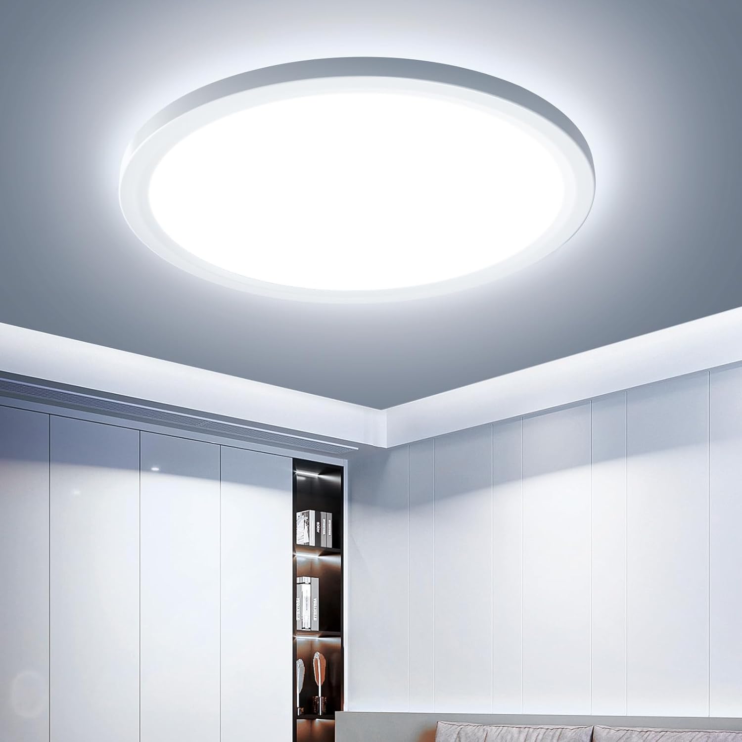 Plafon LED, Lampa Sufitowa 6500K, Nowoczesna LED-owa Lampa Sufitowa do Sali w Kolorze Białym, Wodoodporna IP44, Ø 26CM, Stosowana w Łazience