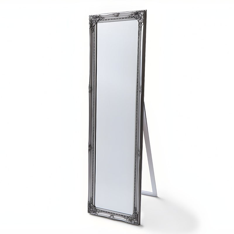 Zdjęcia - Lustro ścienne Vente-Unique Lustro na nodze z listwami ELVIRE - drewno eukaliptusowe - 50 x 170 cm - Srebrne