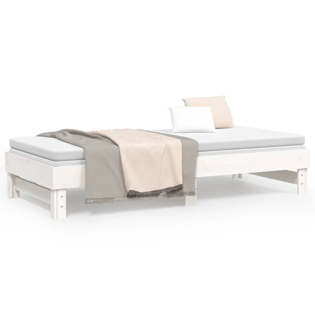 Lit coulissant sans matelas blanc 2 x (80 x 200) cm - 5