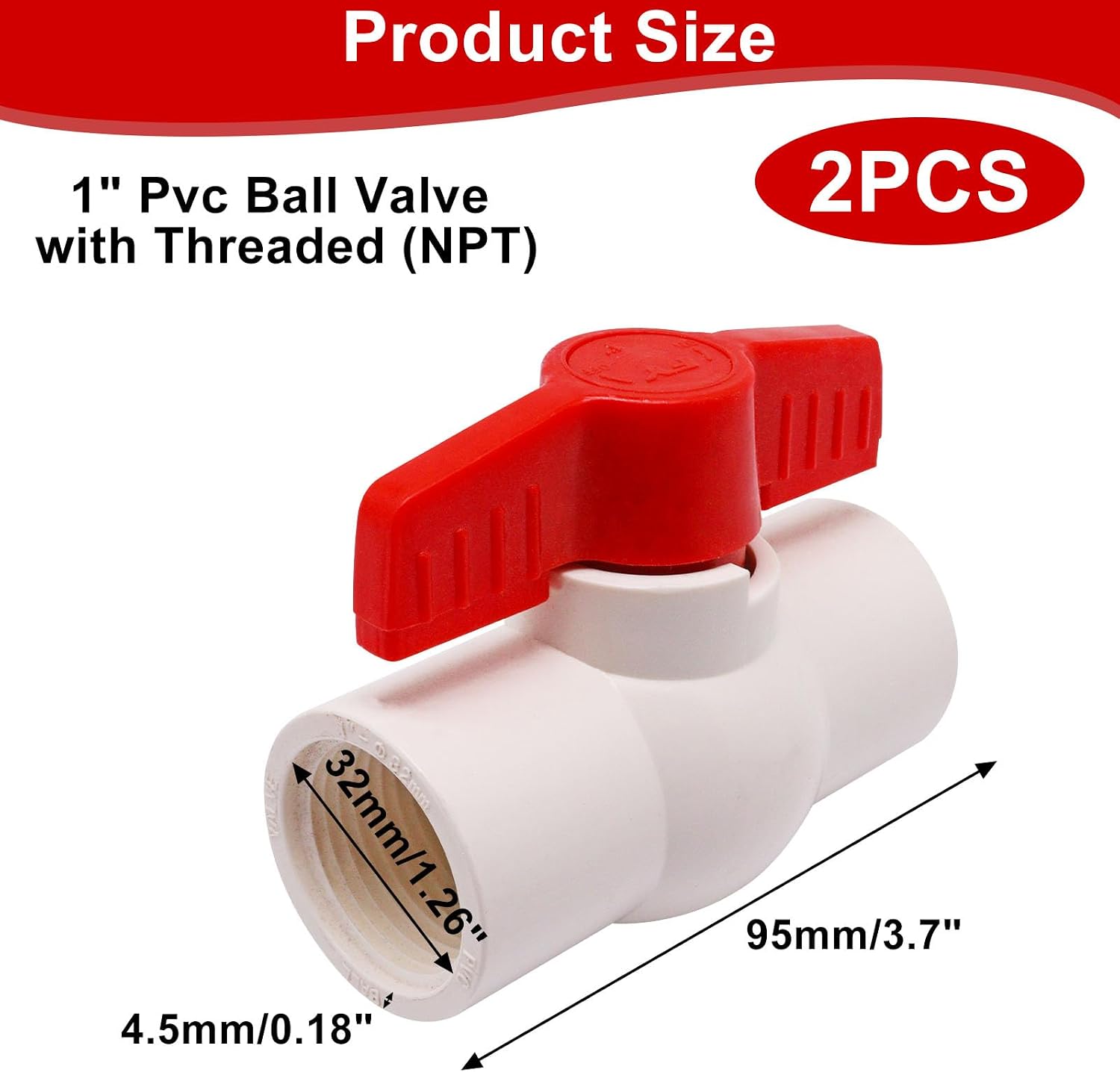 2pièces 32MM PVC robinet à tournant sphérique interrupteur d’arrêt pour ...
