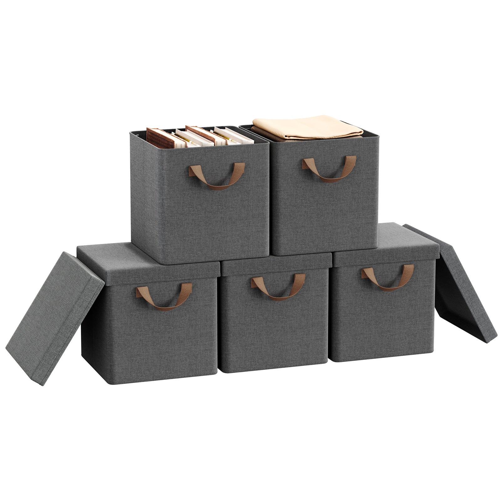 Lot de 5 Boîtes Rangement WOLTU, 27x27x27 cm, Cubes de Rangement en ...
