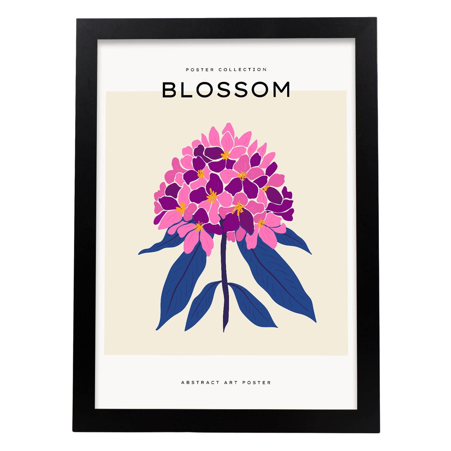 Nacnic póster pop art abstracto. hortensia ilustraciones artísticas modernas para la decoración de interiores. marco negro - a3