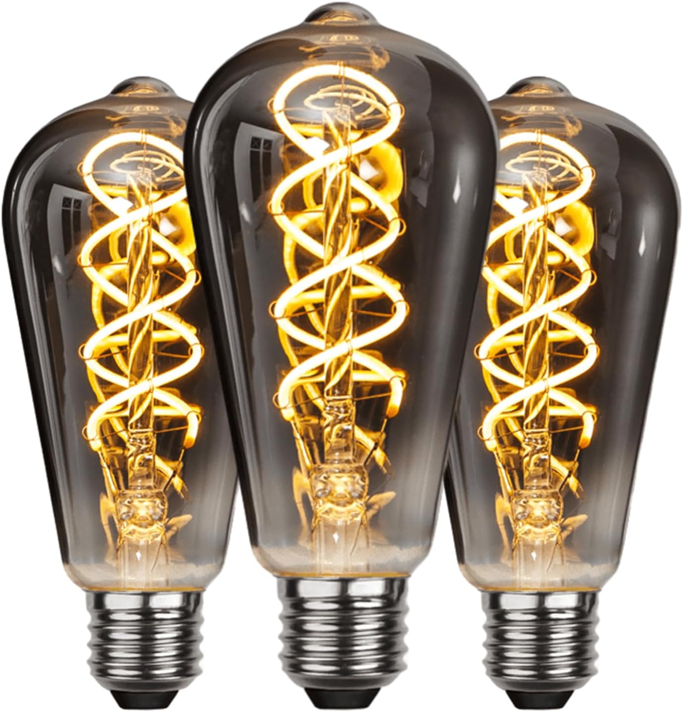 Żarówka LED Vintage E27 4W - 3 sztuki, styl industrialny - idealna do sypialni, kawiarni lub restauracji, ciepłe światło i retro atmosfera.