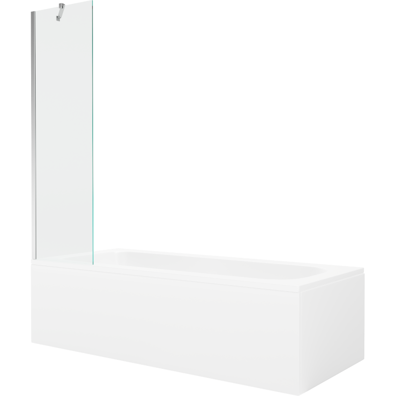 Mexen Vega wanna prostokątna 180 x 80 cm z obudową i parawanem 1-skrzydłowym 50 cm, transparent, chrom - 550118080X9505000001