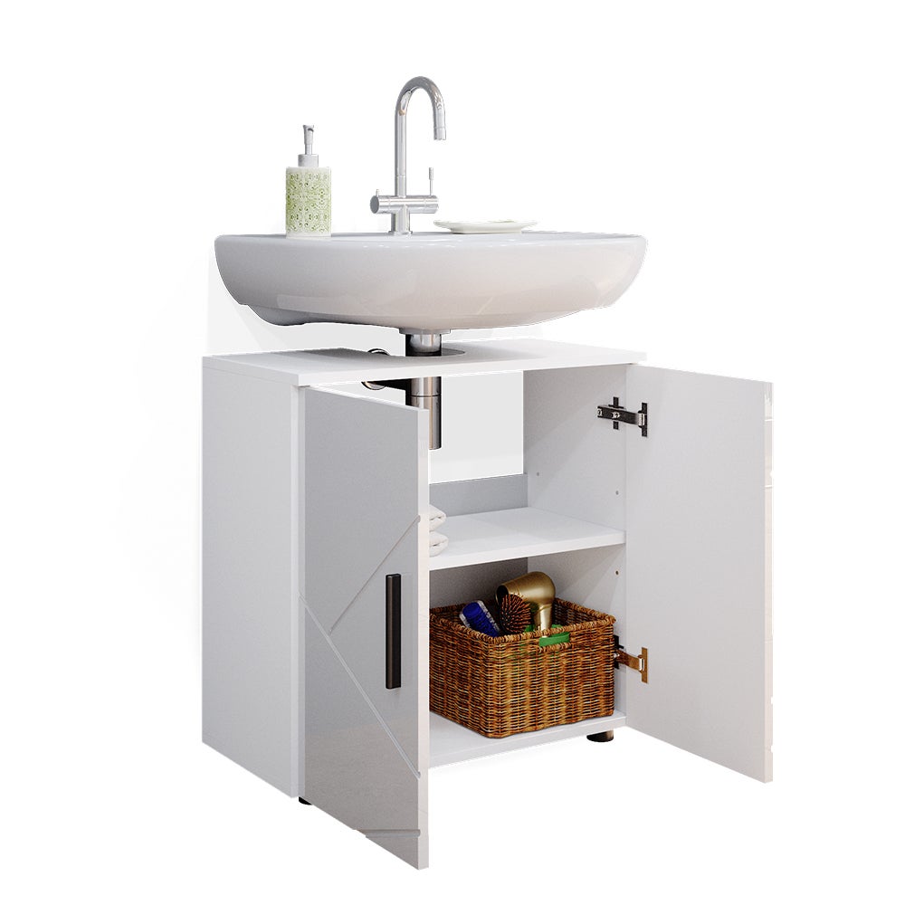 Vicco Mobile sottolavabo per bagno Irma, Bianco lucido, 60 x 59 cm - 7