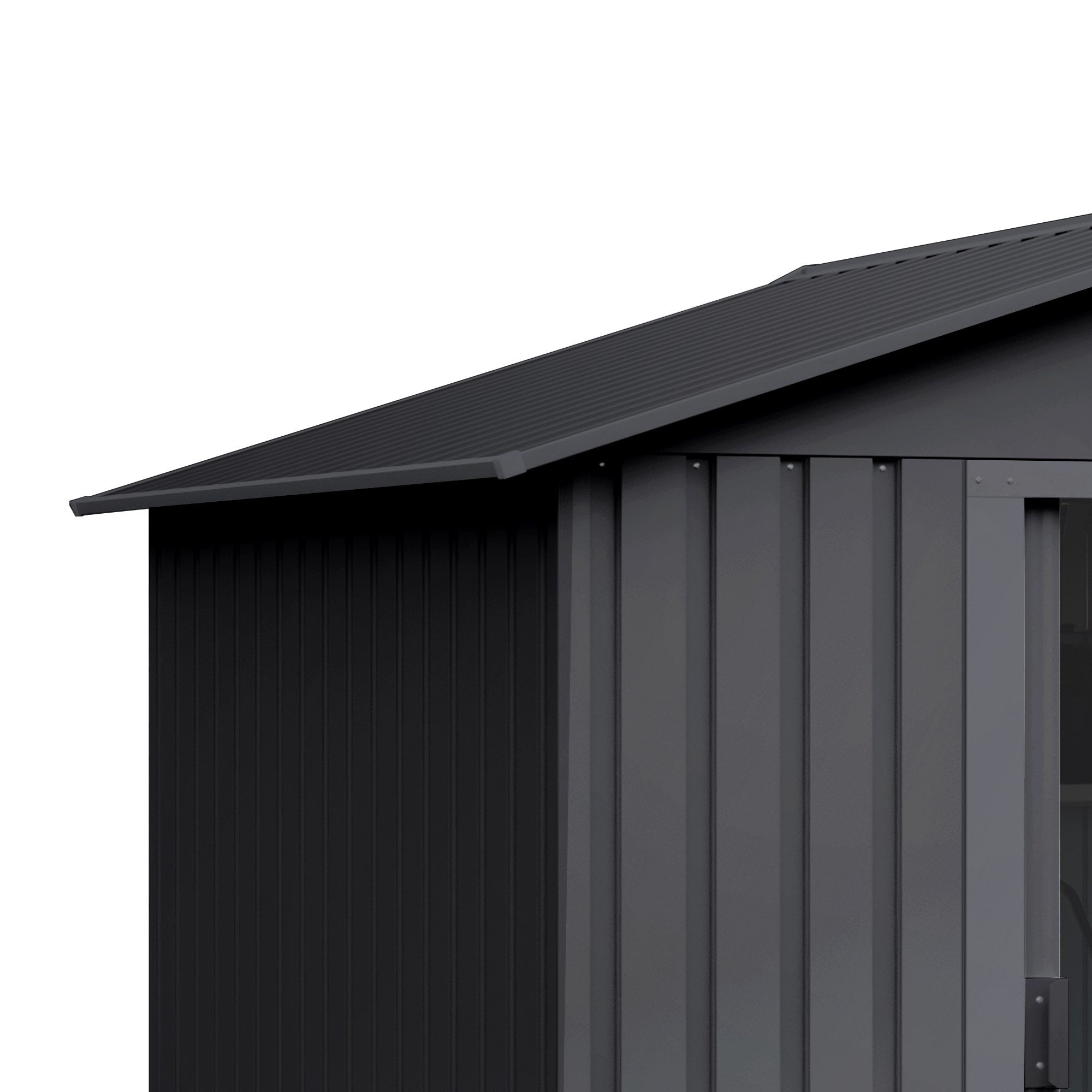Caseta de jardín exterior 8,08m2 - 258x313x202cm - Puerta doble corredera - 4 respiraderos - Antracita - Metal - 2