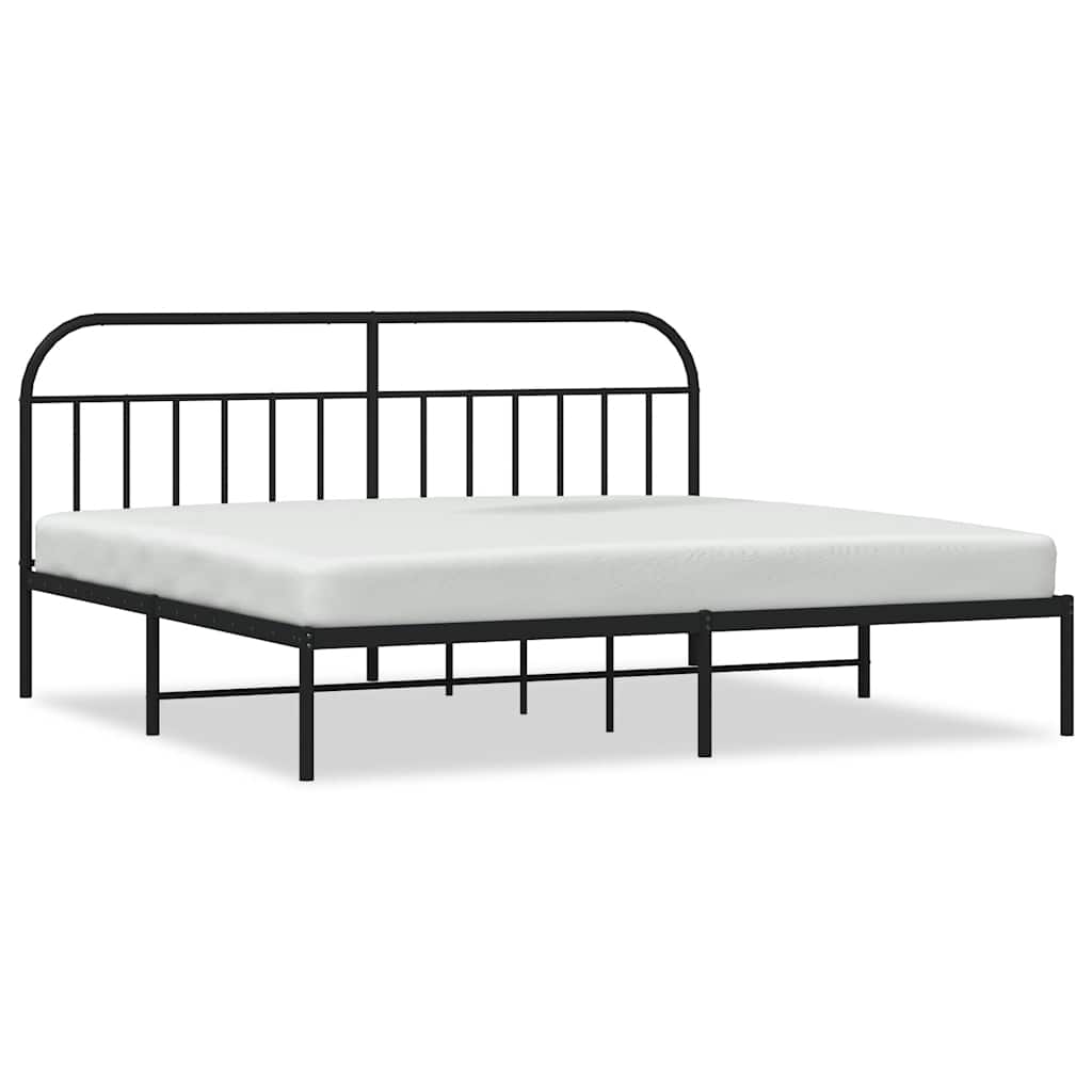 Łóżko Metalowe Czarne Rama Łóżka Ze Stelażem Do Sypialni Pokoju 193x203 cm
