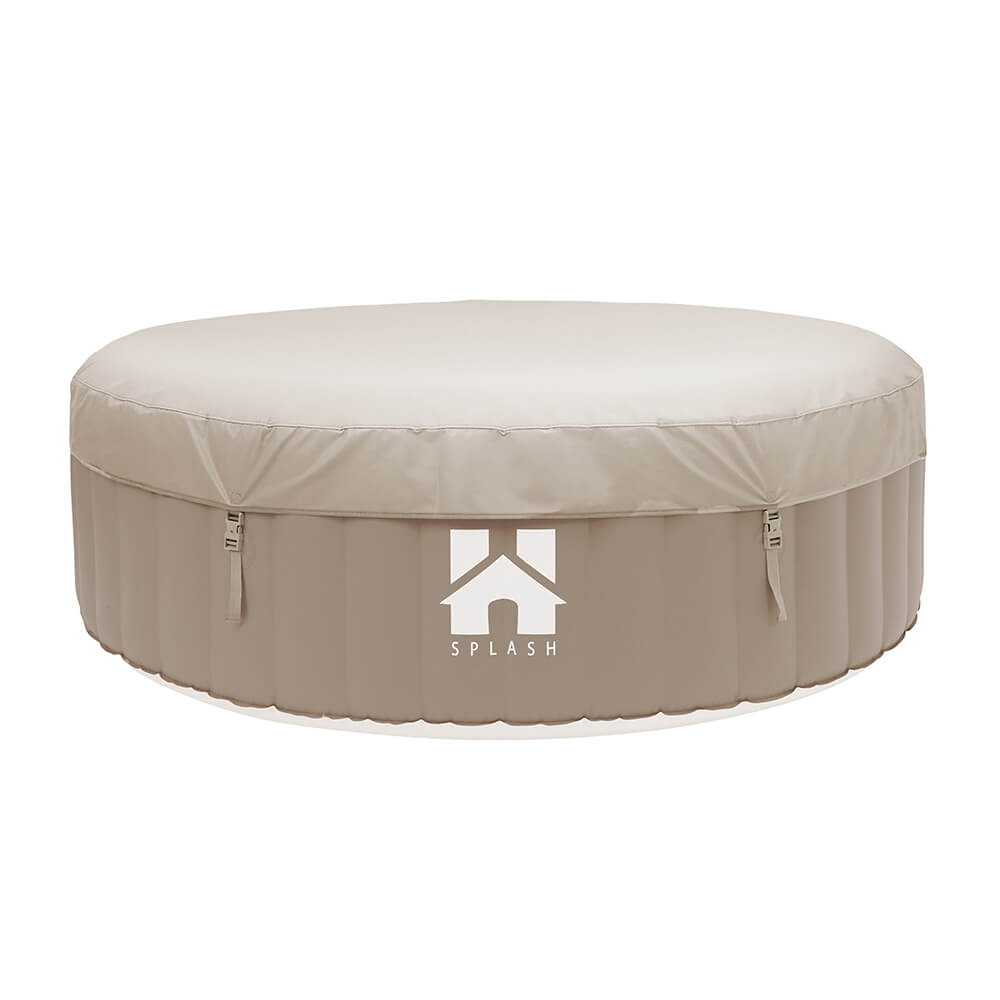HOME DELUXE - Spa extérieur - SPLASH + coussins, porte-boissons et pare-soleil - Couleur : beige - ⌀ 208 cm, 130 jets d'air - avec couverture, kit de - 3