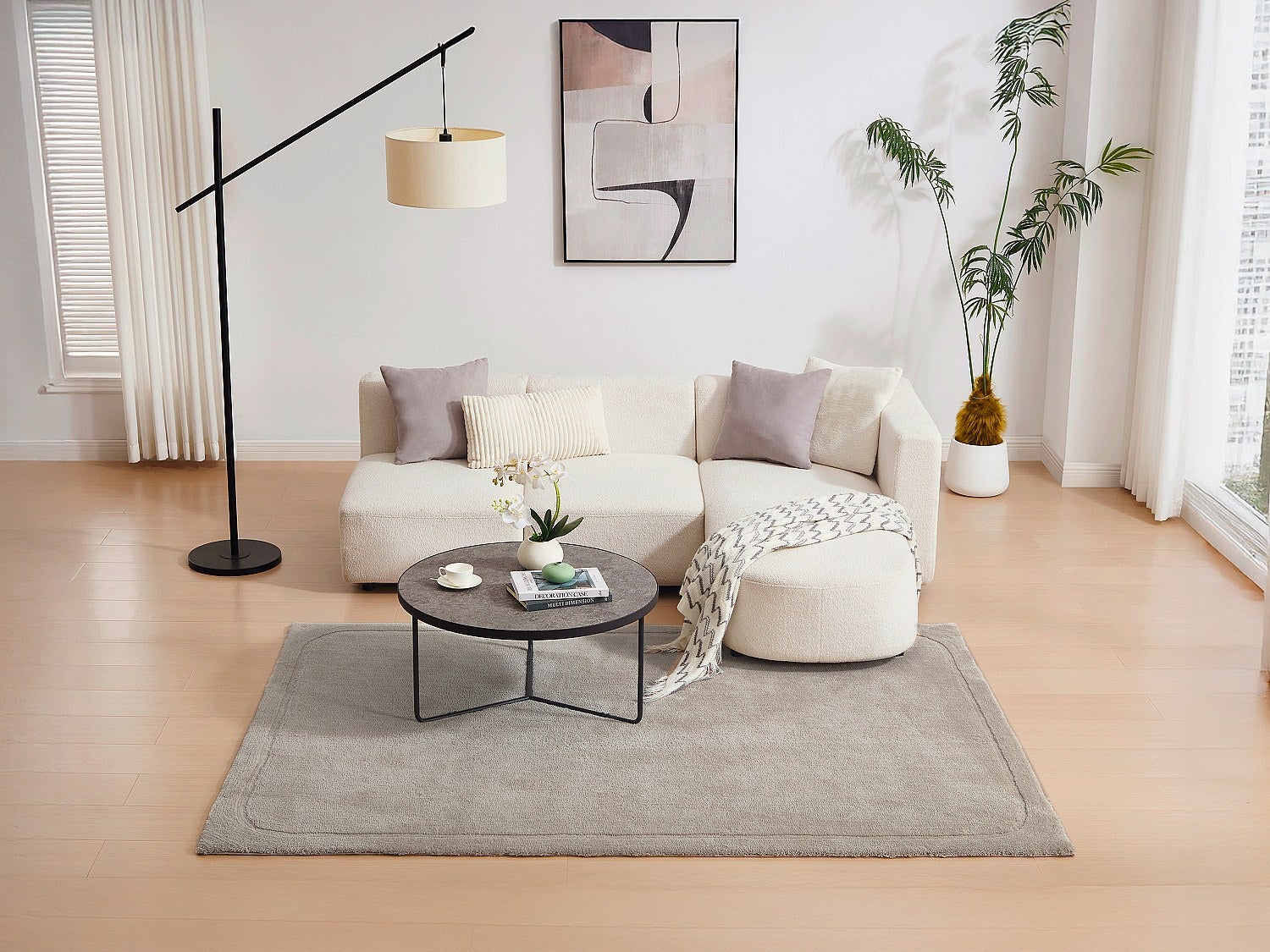 Dywan ze średniej długości włosiem - 200 x 290 cm - Taupe - VELINA
