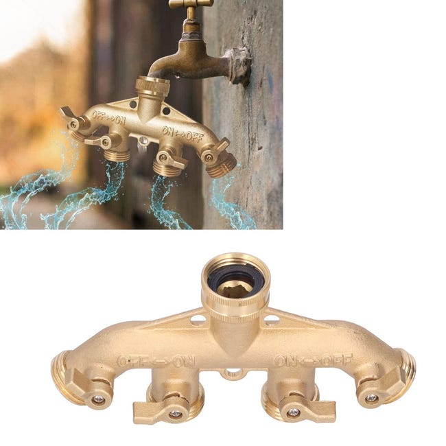 Distributore Acqua 4 Vie In Ottone Per Giardino | Con Valvole Indipendenti E Ingresso 3/4 | Per Irrigazione, Lavaggio Auto E Uso Esterno Distributore Acqua 4 Vie In Ottone Per Giardino | Con Valvole Indipendenti E Ingresso 3/4 | Per Irrigazione, Lavaggio Auto E Uso Esterno