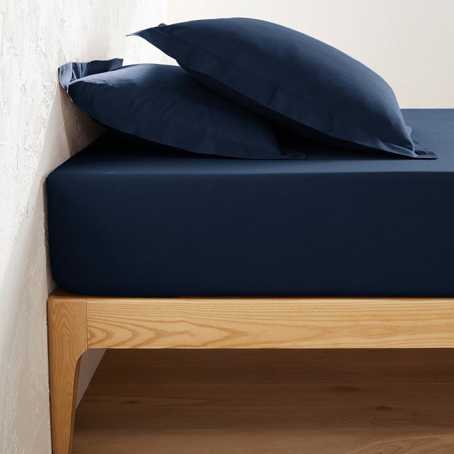 Drap housse en coton bonnet 25 cm, Scenario - Marine - 140 x 200 cm