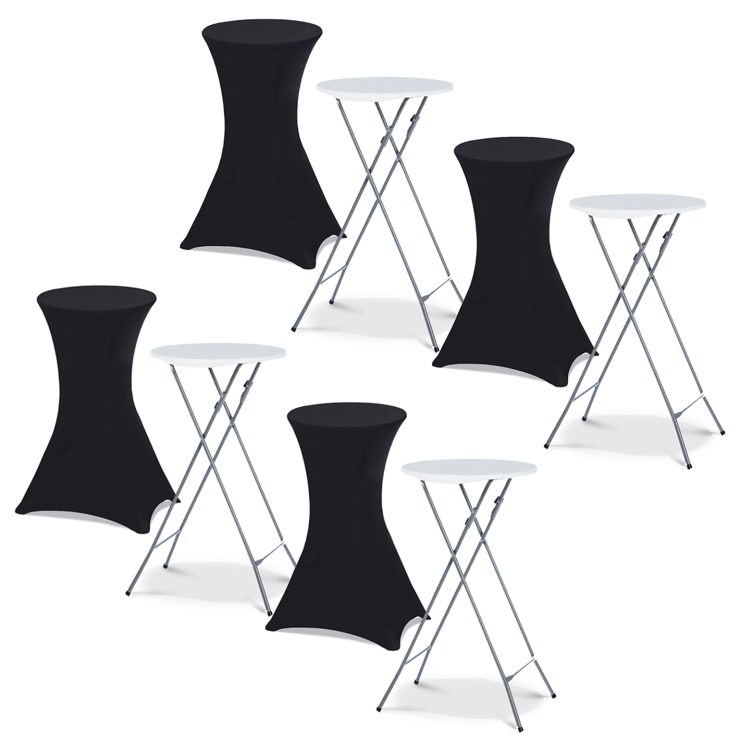 Lot de 4 tables hautes pliantes 105 CM et 4 housses noires - 2