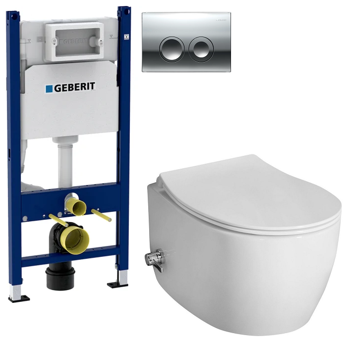 ALL IN ONE Incastrat - Geberit + Isvea Sentimenti VORTEX - Cu functie bideu si baterie actionare jet - Gata de montaj
