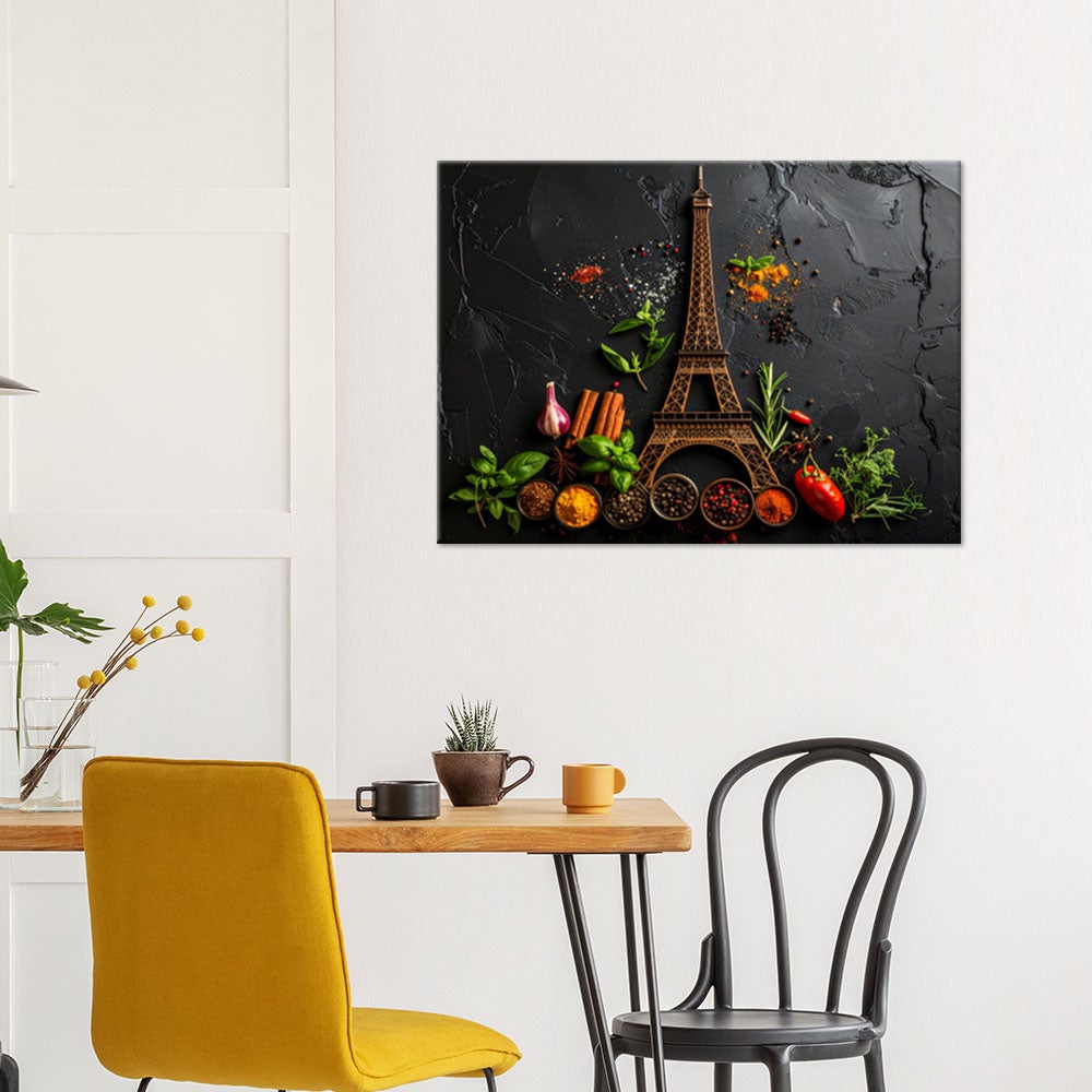 Obraz do kuchni restauracji baru jadalni, Wieża Eiffla Przyprawy Zioła 60x40