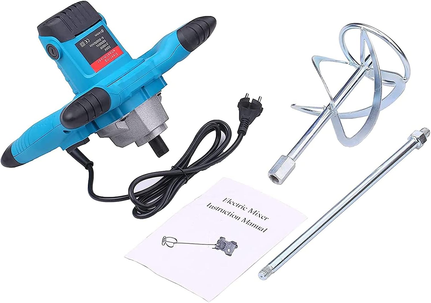 Mélangeur à ciment électrique portable 2100 W, 6 vitesses réglables, pour mortier, coulis, peinture, béton, plâtre, enduit, mélangeur industriel - 7