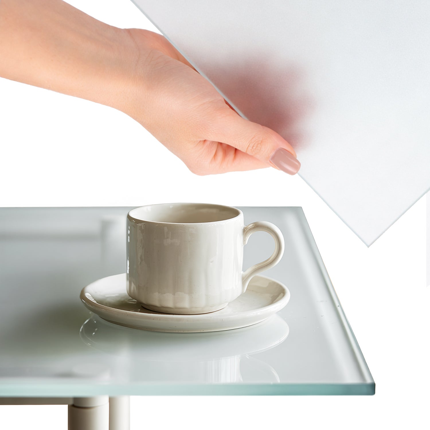 Blat pół-transparentny ze szkła mrożonego do osłony blatu stołu - 120x60 cm - TULUP