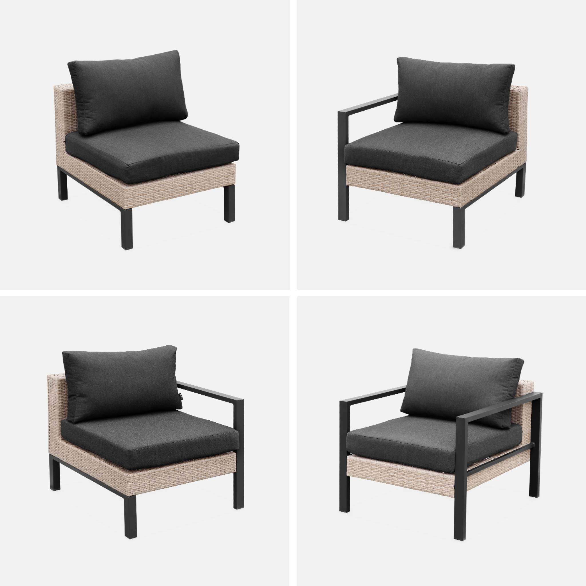 Salon de jardin VELLETRI. gris foncé. aluminium. résine tressée. 5 places L68 x P74 x H63/76cm VELLETRI - 7