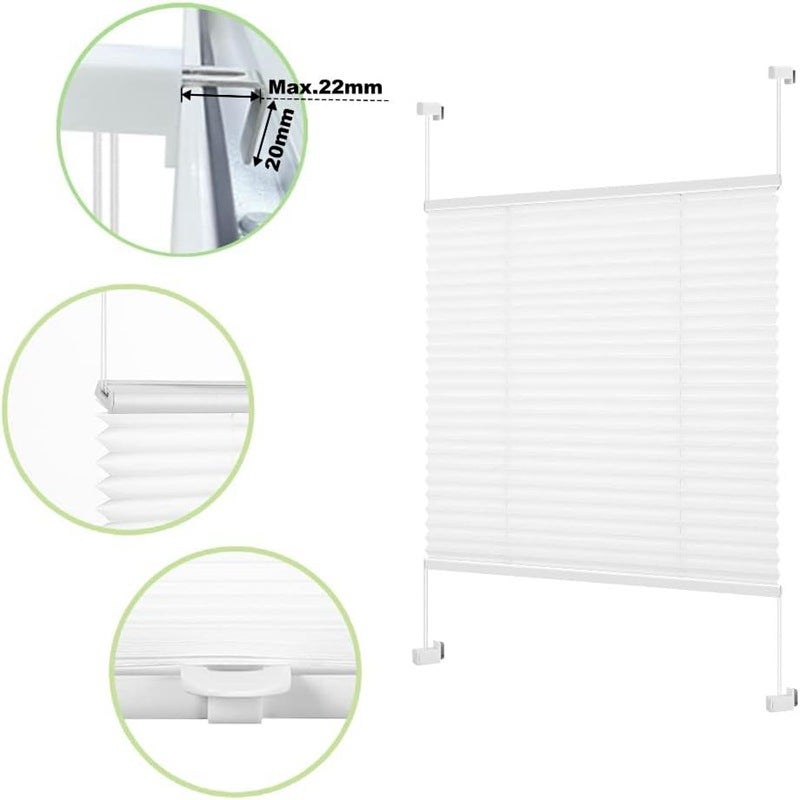 Store plissé sans perçage 45 x 120cm, blanc, stores pour les portes et les fenêtres, opaque, protection de la vie privée, protection solaire, store - 3
