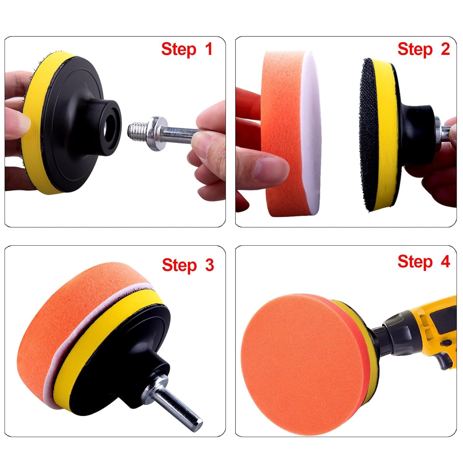 16 Pièces Kit de Polissage Pad, Éponge de Polissage Voiture 125mm - 2