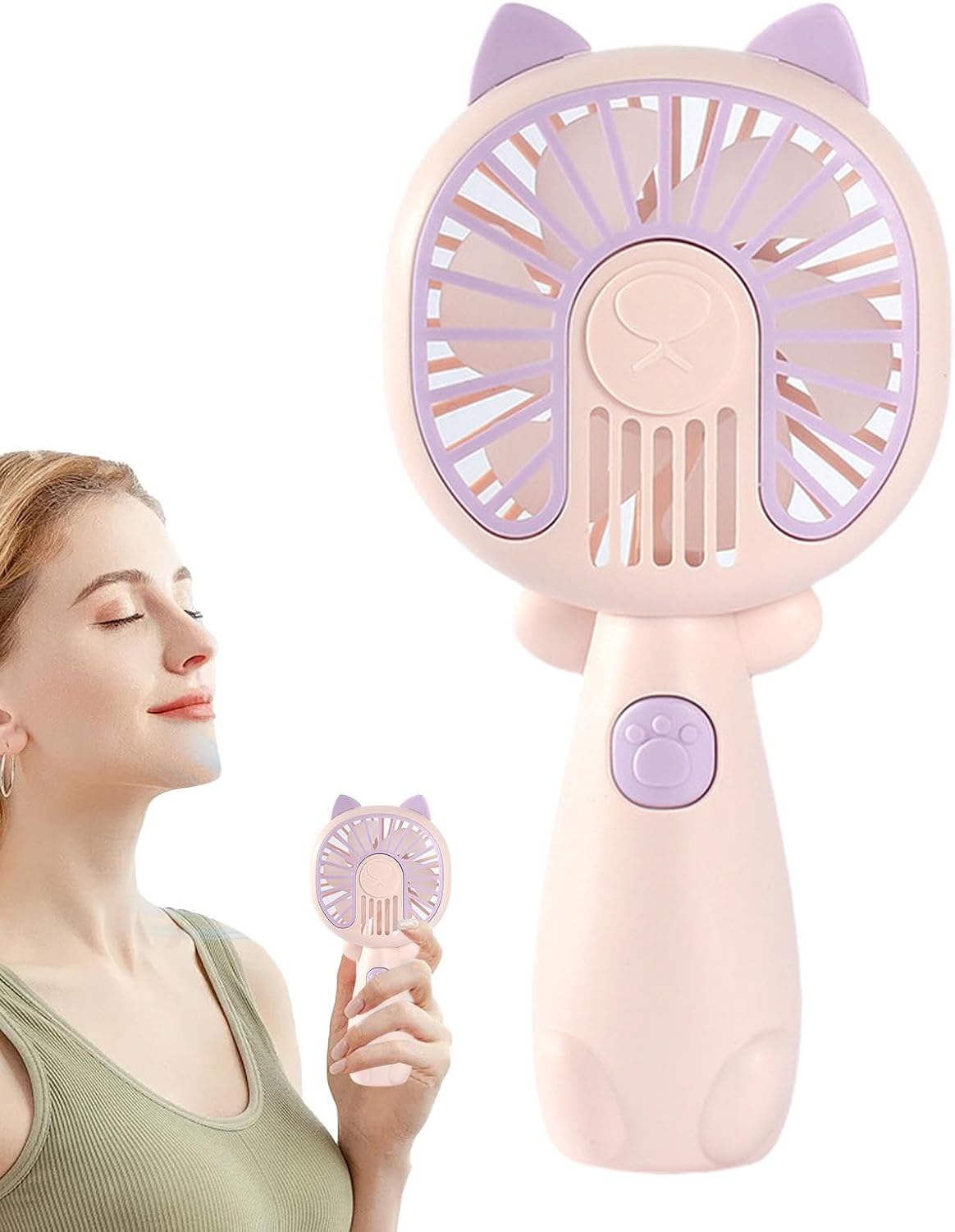 Mini Ventilateur Bureau Rechargeable USB - Forme Fleur Avec Veilleuse - Angle Réglable - Silencieux - 5 Modes