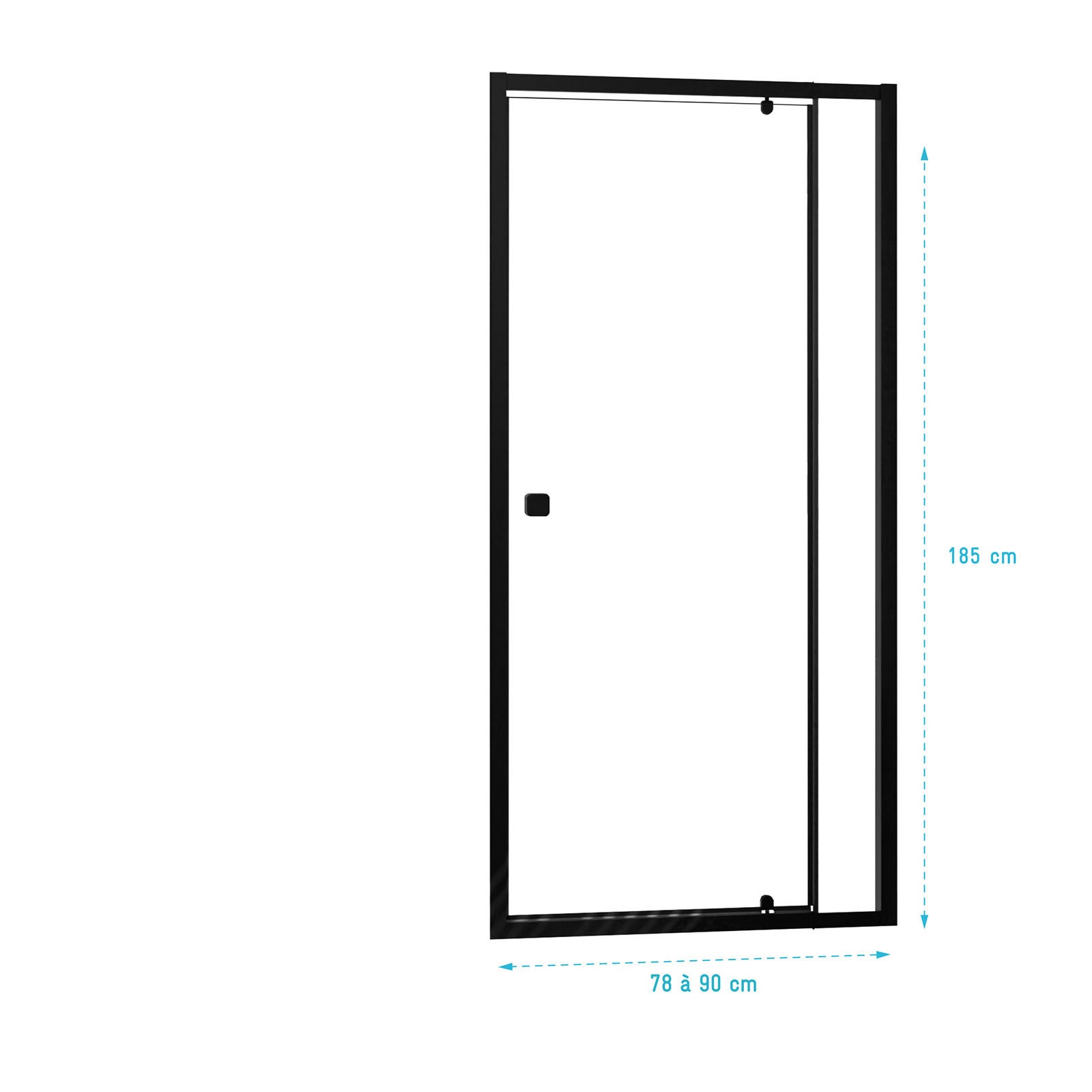 Porta doccia Pivotante Nera 80-90x185 cm - Estensibile da 78 a 90 cm - BLACK SLIDE 80 90 - 5