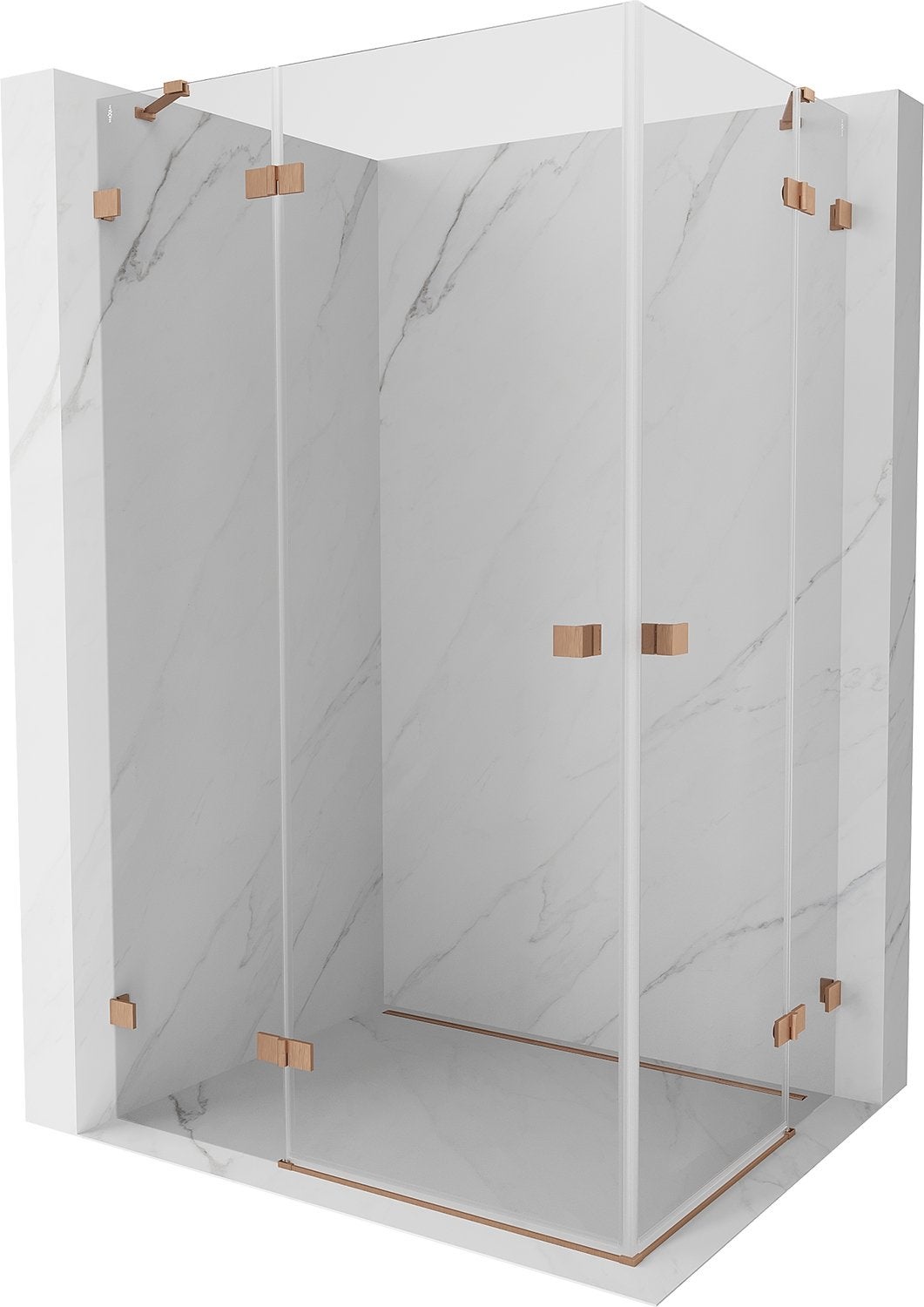 Mexen Lunar Duo kabina prysznicowa uchylna 100 x 70 cm, transparent, miedź szczotkowana - 834-100L-070P-65-00