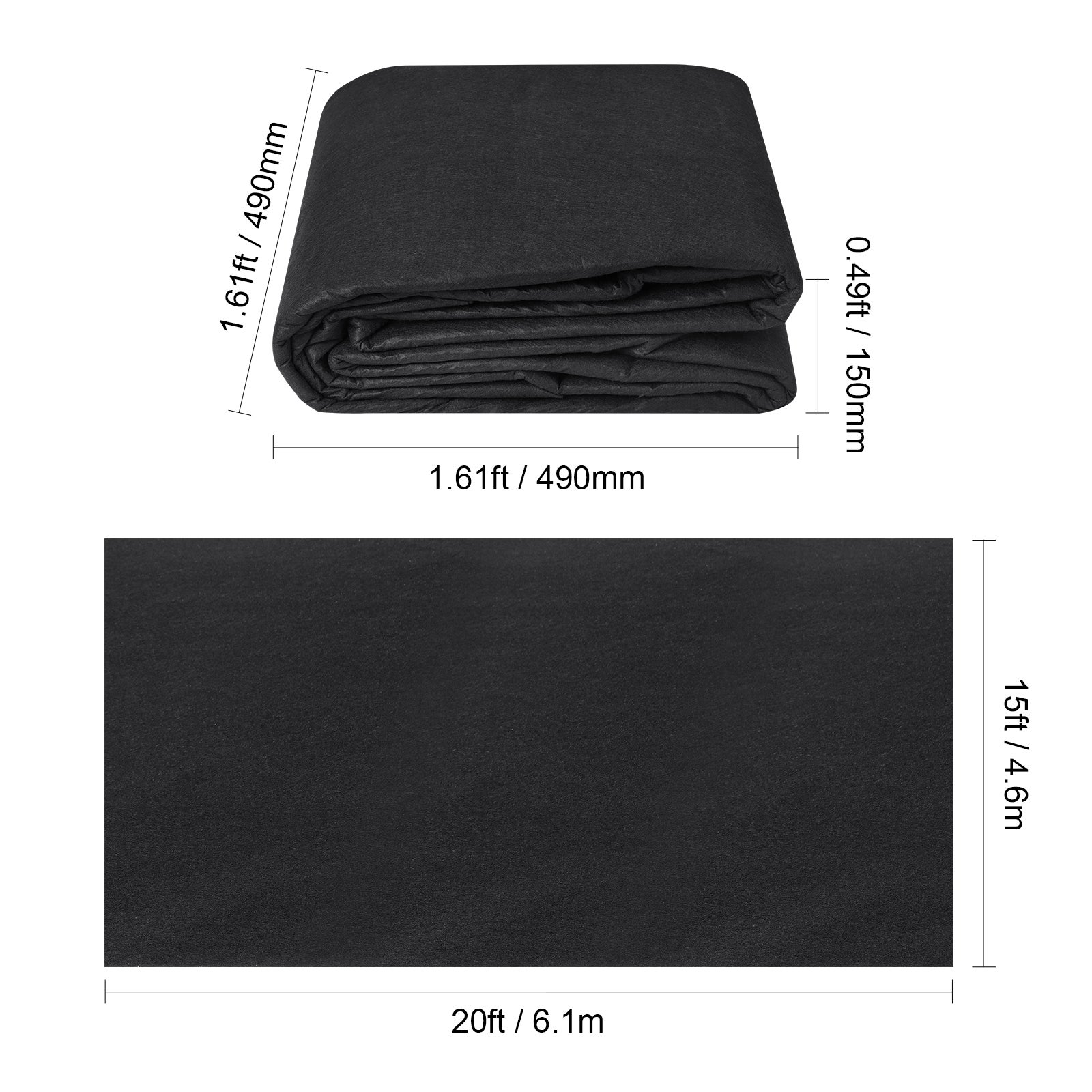 Tissu géotextile non tissé 15x20FT,SucceBuy barrière anti-mauvaises herbes robuste pour l'aménagement paysager,couvre-sol et contrôle du drainage - 2