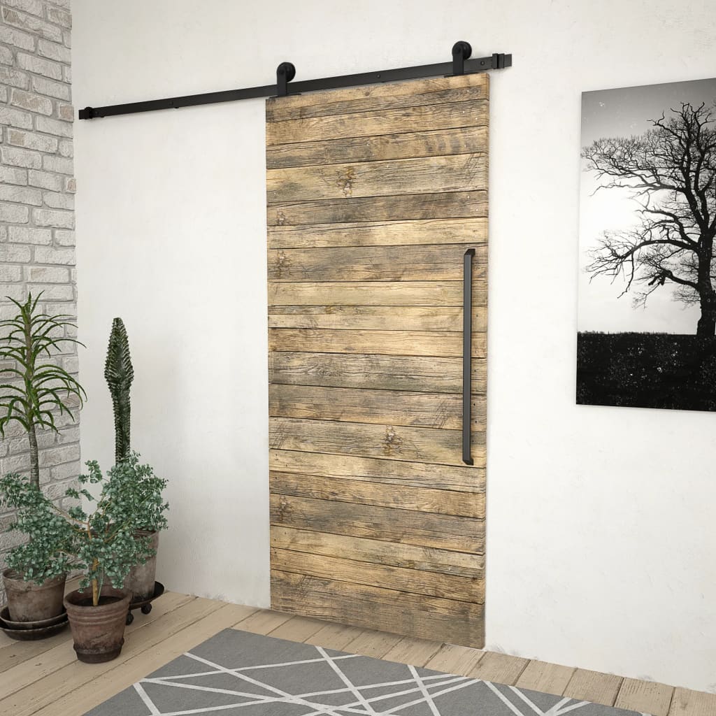 vidaXL Kit de quincaillerie de porte coulissante SKIEN 200 cm noir - 3